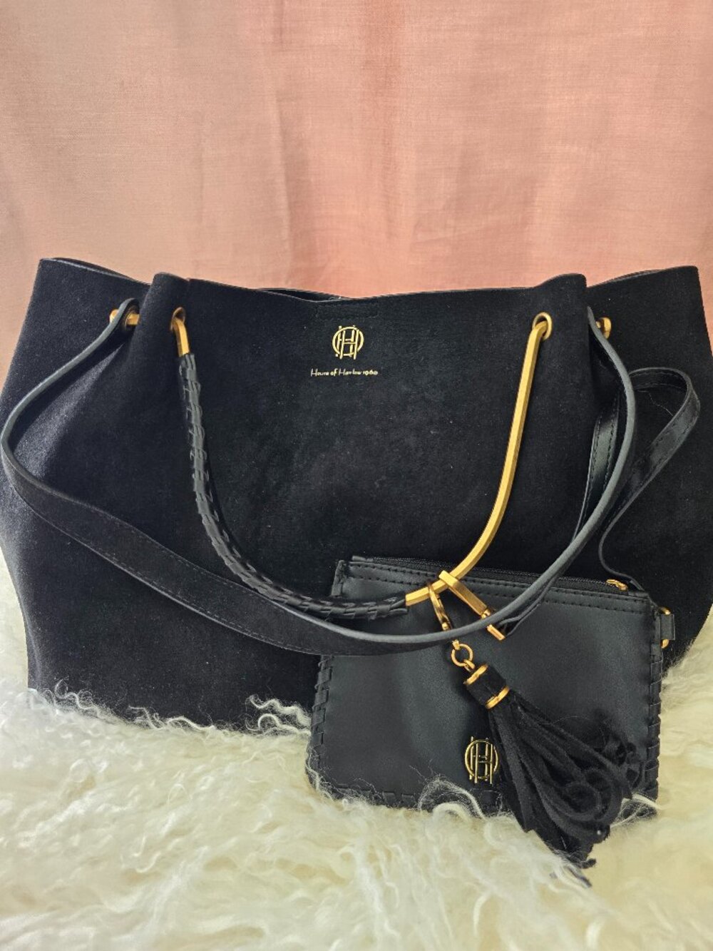 House of Harlow 1960 Black Suede bag with coin purse